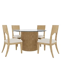 Frandlyn 5pc Dining Set (Round 54" Glass Table + 4 Side Chairs)
