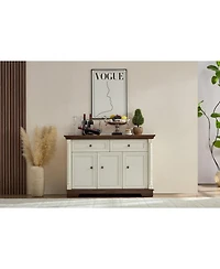 Streamdale Farmhouse Kitchen Storage Cabinet, Roman Column Coffee Bar/Wine Cooler