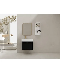 Streamdale Furniture 24" Wall-Mount Vanity, Resin Left Basin, Storage, Kd