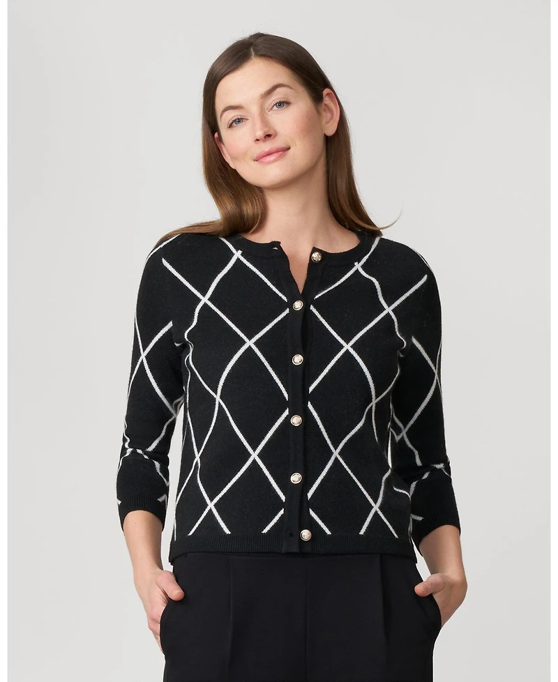 Cable & Gauge Women's Argyle Crewneck Cardigan