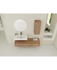 Streamdale 60" Wall-Mount Vanity, Resin Sink & Cabinet, Soft-Close Drawers