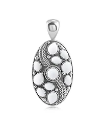 American West Jewelry Sterling Silver White Agate Oval Leaf Pendant Enhancer