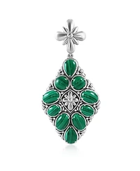 American West Jewelry Sterling Silver Malachite Diamond Shaped Cluster Pendant Enhancer