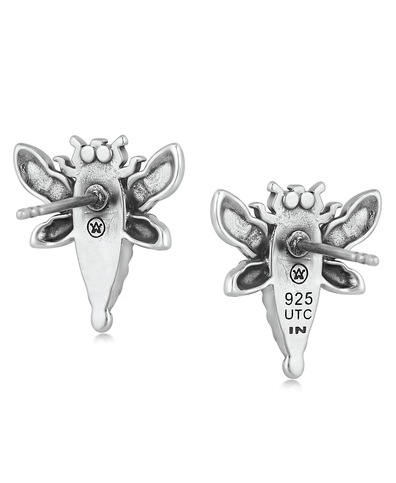 American West Jewelry Sterling Silver Denim Lapis Dragonfly Stud Earrings