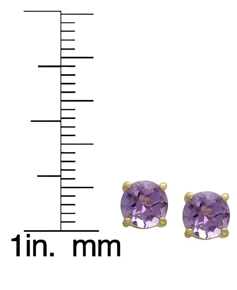 Macy's 4-Pair Amethyst, Blue Topaz, Citrine and Peridot (5-7/8 ct. t.w.) Stud Earrings in 14K Gold Over Sterling Silver