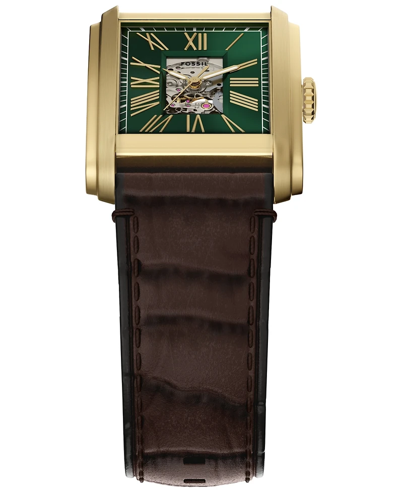Fossil Men's Carraway Automatic Brown Croco Leather Watch