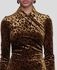 Avec Les Filles Women's Wrap Neck Long Sleeve Top