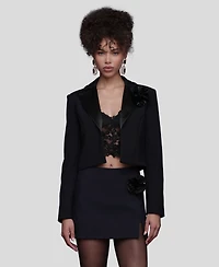 Avec Les Filles Women's Lapel Cropped Blazer