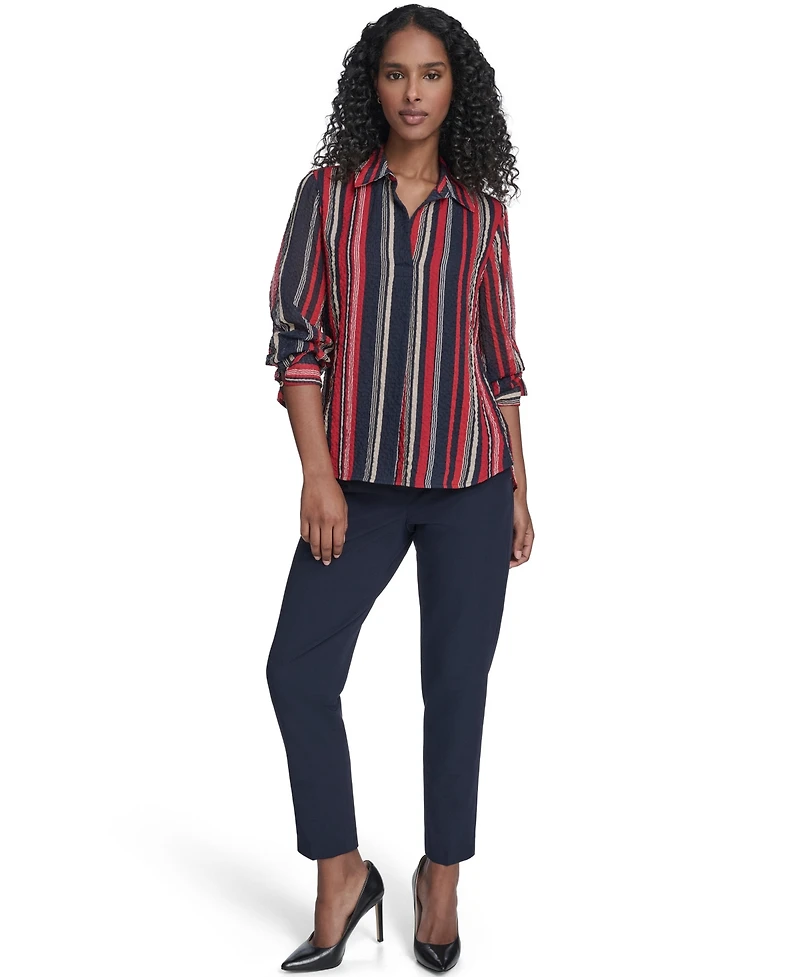 Tommy Hilfiger Women's Striped Long Sleeve Pull-On Blouse