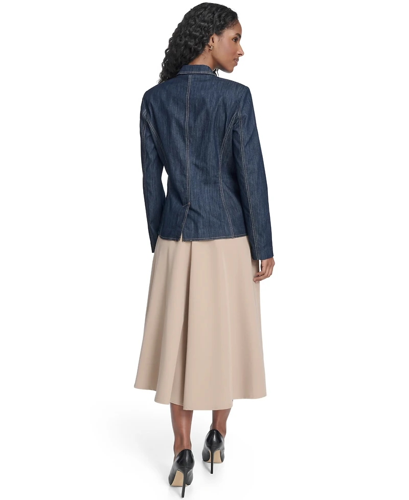 Tommy Hilfiger Women's One Button Denim Blazer
