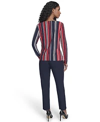 Tommy Hilfiger Women's Striped Long Sleeve Boat Neck Top