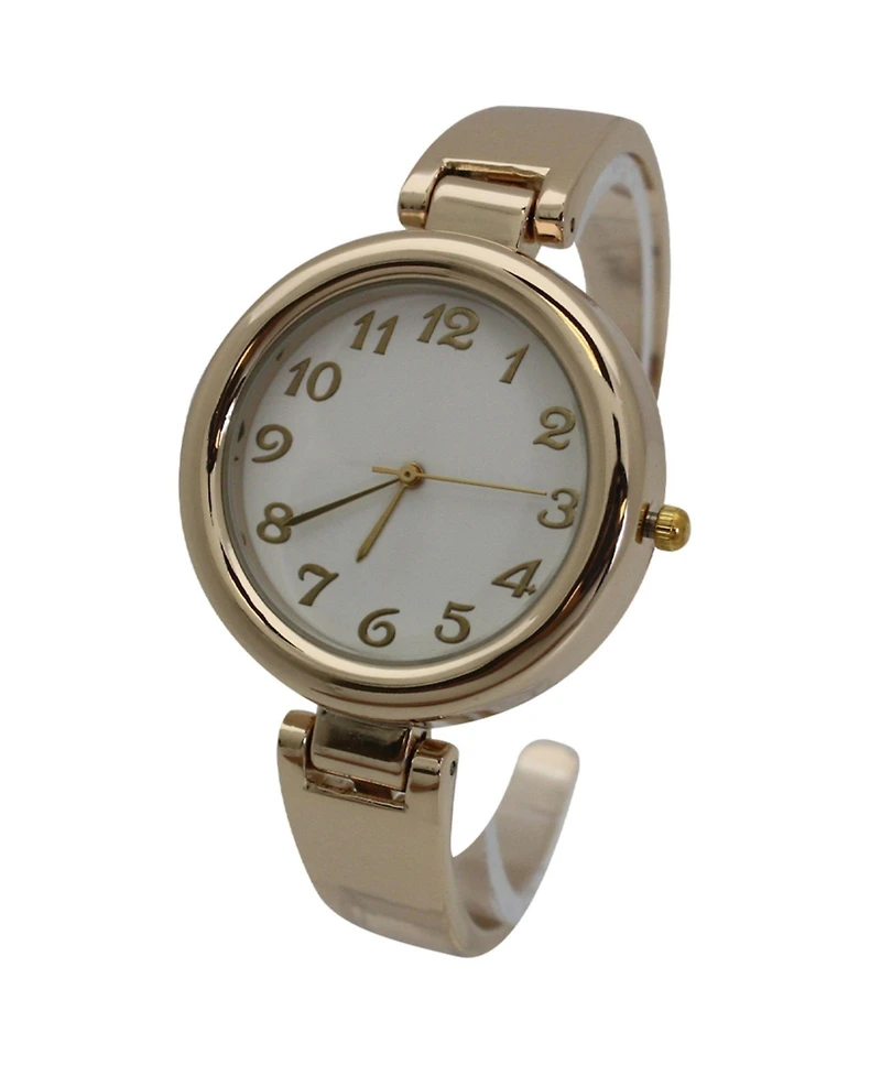 Gold Plain Texture Metallic Bangle Watch