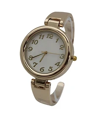 Gold Plain Texture Metallic Bangle Watch