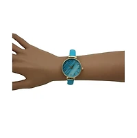 Olivia Pratt Leather Bangle Fashion Watch With Gradient Face - Turquoise