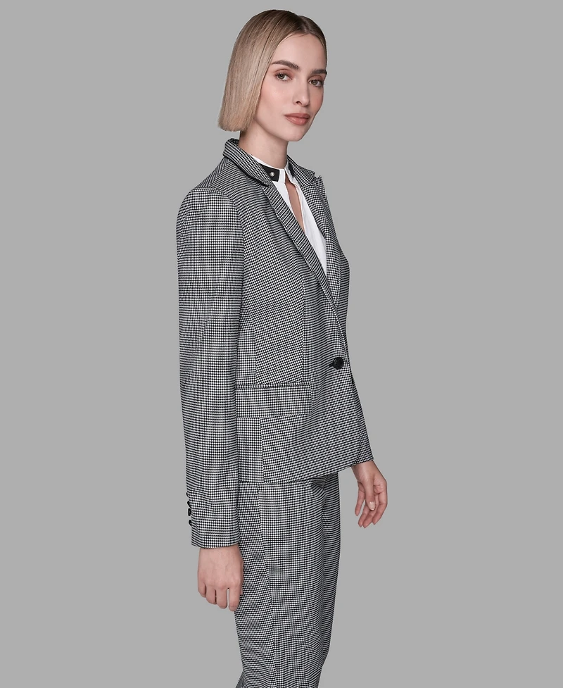 Karl Lagerfeld Paris Women's Long-Sleeve Checkered One Button Jacket