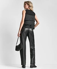 Dkny Women's Tiered Fringe Sleeveless Blouse