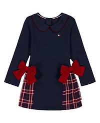 Tommy Hilfiger Girls Toddler 2T-4T Peter Pan Collar Plaid Detail Dress