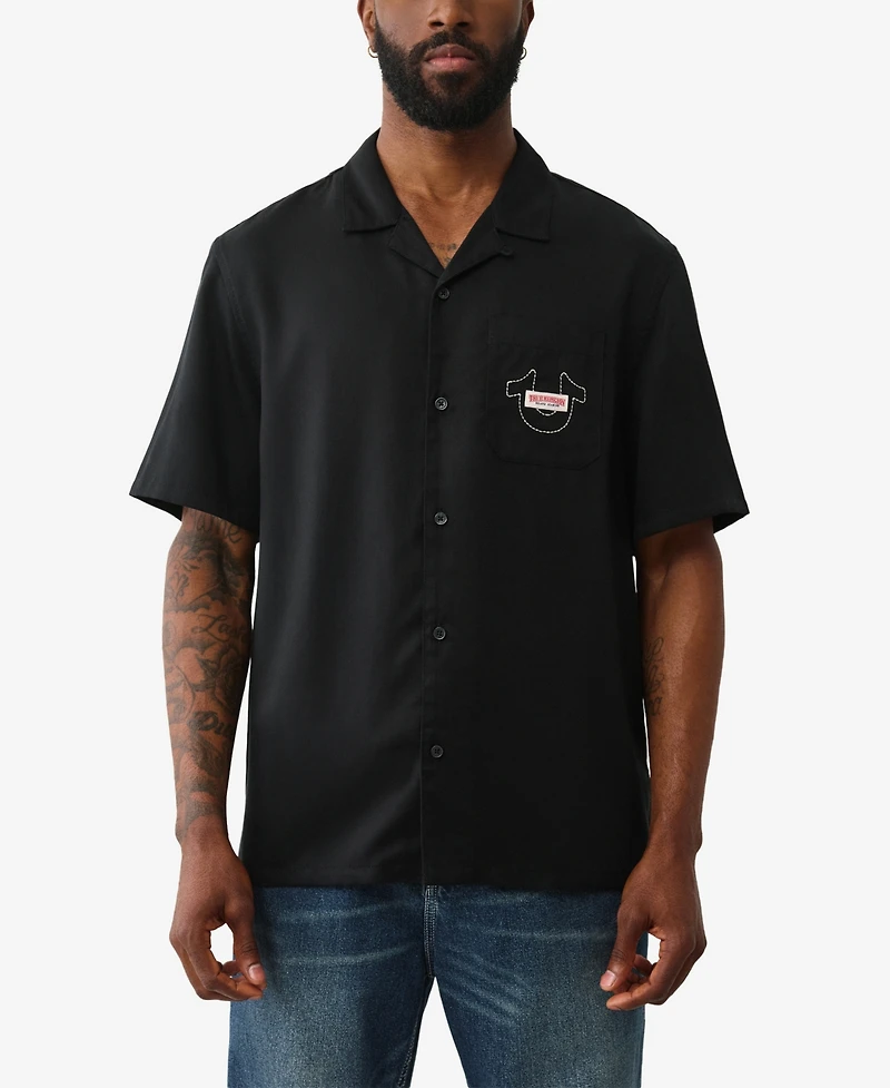 True Religion Men's Graphic Camp Short-Sleeve Shirt