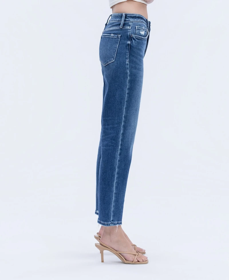 Flying Monkey Women's High Rise Ankle Straight Jeans