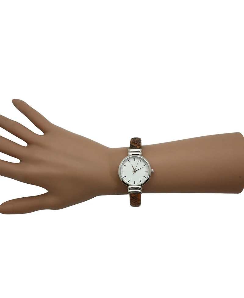 Camel Faux Snake Skin Bangle Women Watch