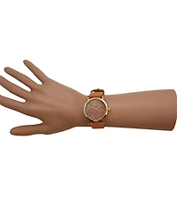 Olivia Pratt Orange Cork Style Strap Women Watch