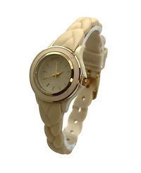 Olivia Pratt Beige Braided Silicone Band Women Watch