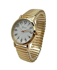 Olivia Pratt Gold Bold Numbers and Casual Stretch Band Women Watch