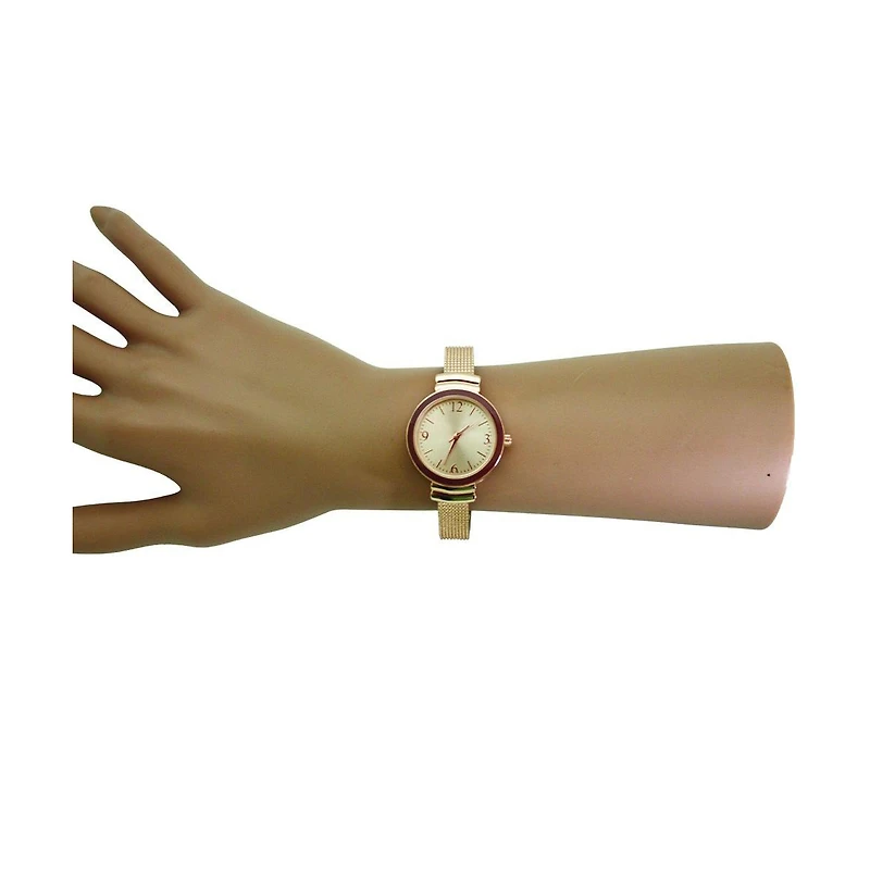 Olivia Pratt Rose Gold Red Olivia Pratt Every Day Textured Metal Bangle Watch