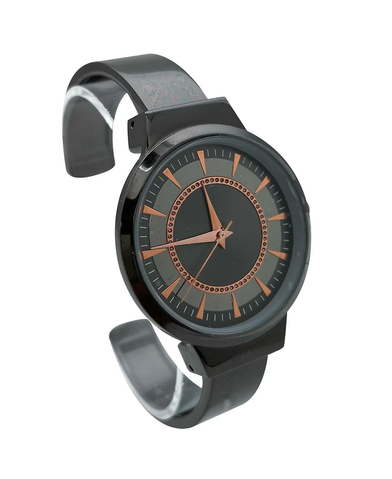 Olivia Pratt Metallic Colors Round Face Bangle Women Watch, Gunmetal