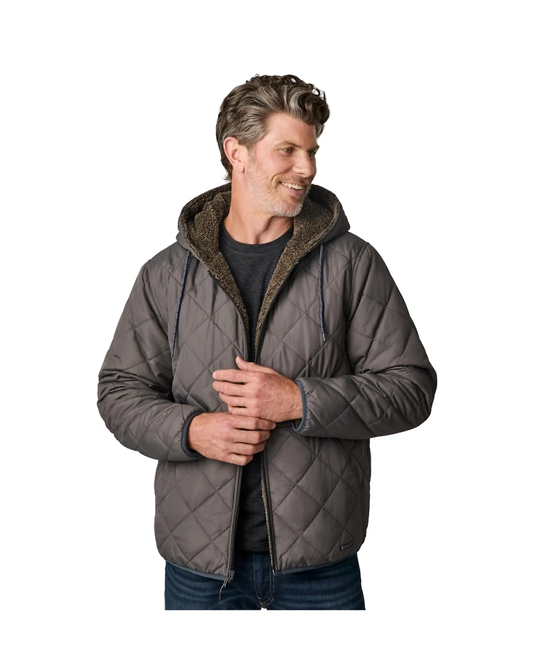 Free Country Men's Atlas Hooded Quilted Reversible Sherpa Jacket