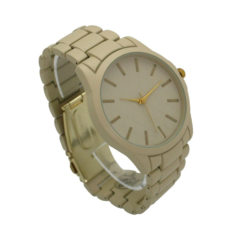 Olivia Pratt Beige Solid Color Large Face Women Watch