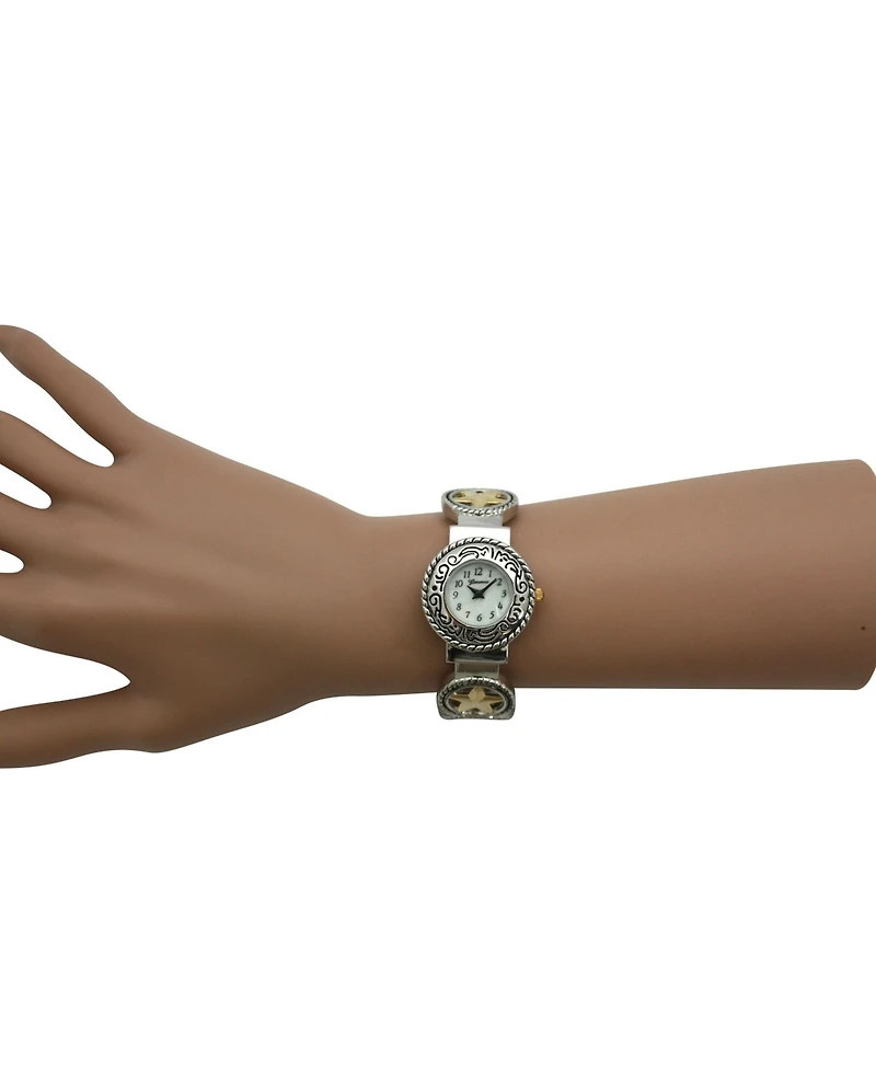 Two Tone Circles Shape Bangle Women Watch