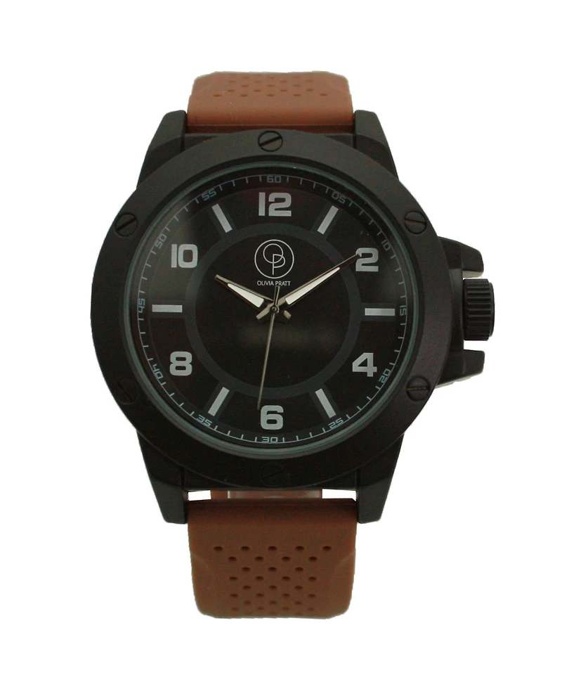 Olivia Pratt Brown Black Three-Hand Silicone Band Men Watch
