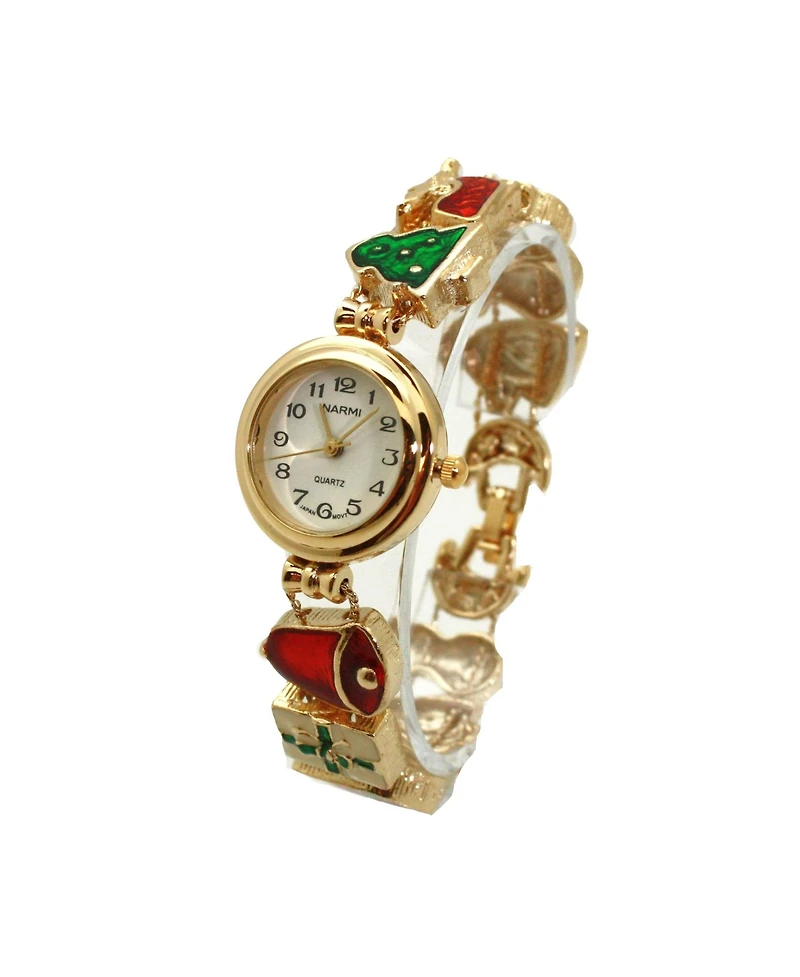 Olivia Pratt Gold Delicate Christmas Themed Women Bracelet Watch