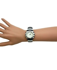 Olivia Pratt Black Stripped Silicone Band Women Watch