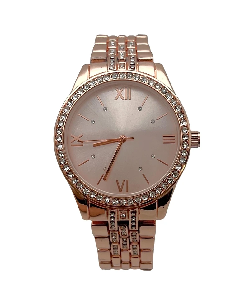 Olivia Pratt Rose Gold Everyday Rhinestiones Elegant Look Women Watch