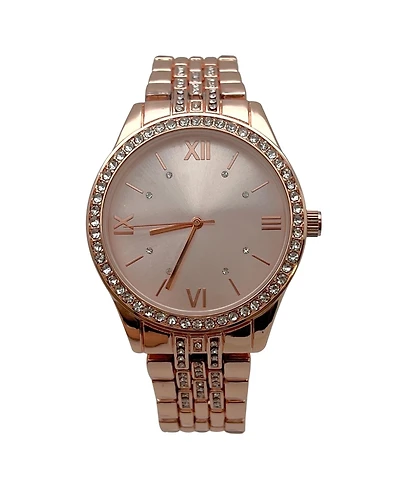 Olivia Pratt Rose Gold Everyday Rhinestiones Elegant Look Women Watch