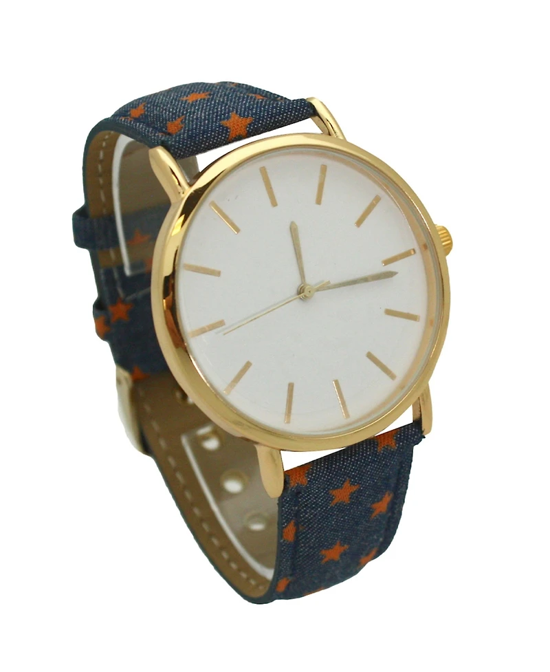 Olivia Pratt Stars Denim Strap Watch