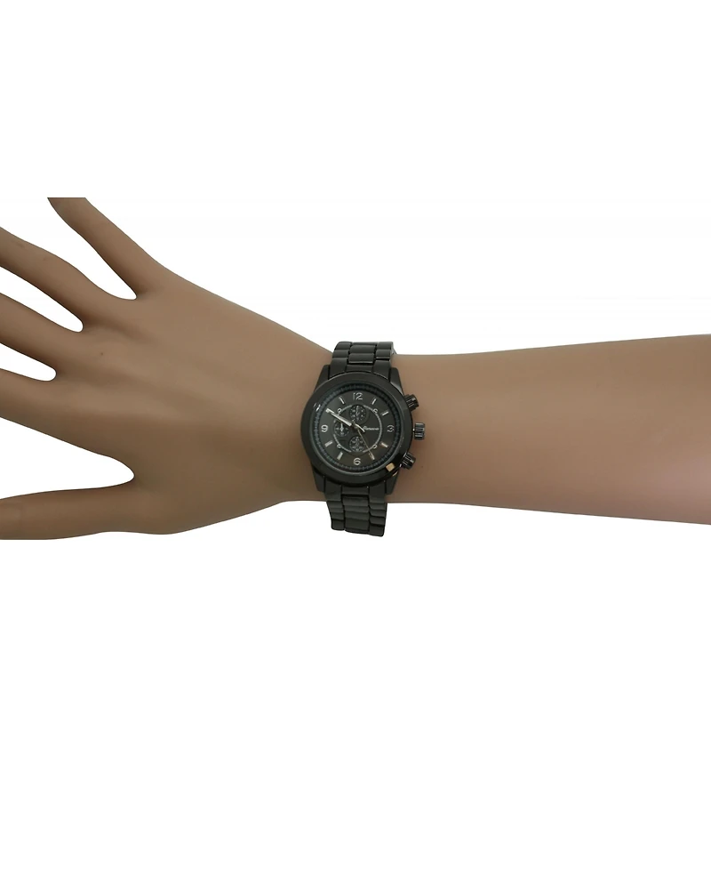 Olivia Pratt Gunmetal Womens Classic 3-dial Metal Watch