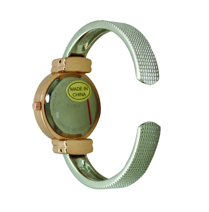 Silver Rose Gold Olivia Pratt Every Day Textured Metal Bangle Watch