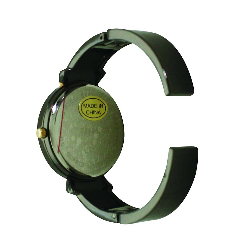 Gunmetal Gold Olivia Pratt Elegant Emerald Rhinestone Solid Metal Bangle Watch