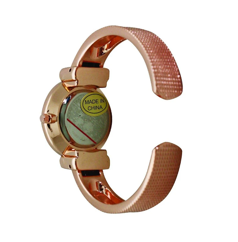 Rose Gold Olivia Pratt Every Day Textured and Rhinestone Metal Bangle Watch