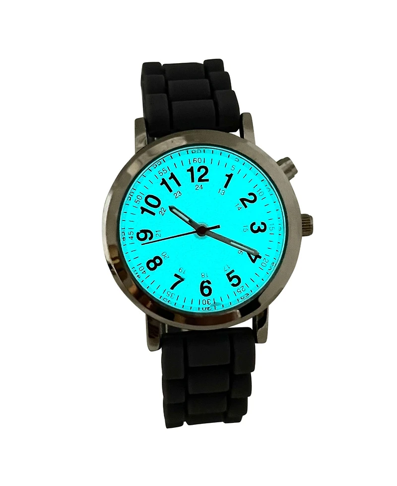 Olivia Pratt Gray Luminous Dial Easy Read Medical Professionals Silicone Band Women Watch