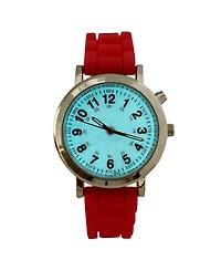 Olivia Pratt Red Luminous Dial Easy Read Medical Professionals Silicone Band Women Watch