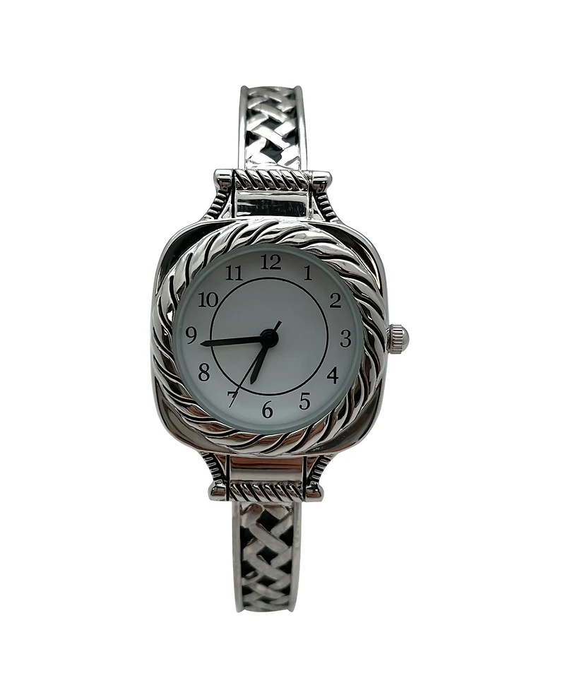 Olivia Pratt Detailed Elegant Metal Cuff Women Watch, Silver