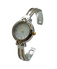 Olivia Pratt Elegant Heart Detailed Cuff Women Watch, Two Tone