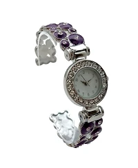 Olivia Pratt Purple Silver Colorful Round Shapes Band Bangle Women Watch
