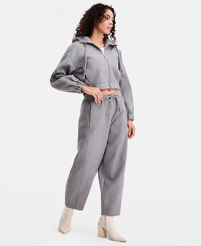 Bar Iii Women's Felt Barrel-Leg Drawstring Pants, Macy's Exclusive