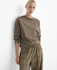 Mango Women's Two-Piece Flannel Check Pajamas