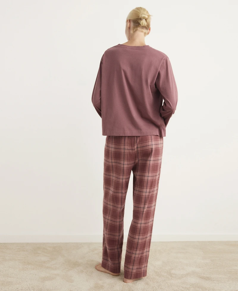 Mango Women's Two-Piece Flannel Check Pajamas
